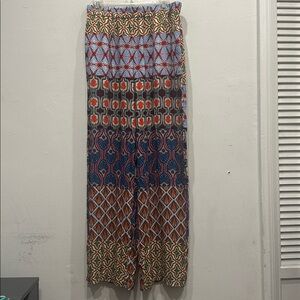 Zara Wide Leg Trousers palazzo pull on Pants bohemian pockets colorful large